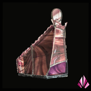 Queen Violine sculpture in glass and amethyst, unique piece, 23 cm, front view 2