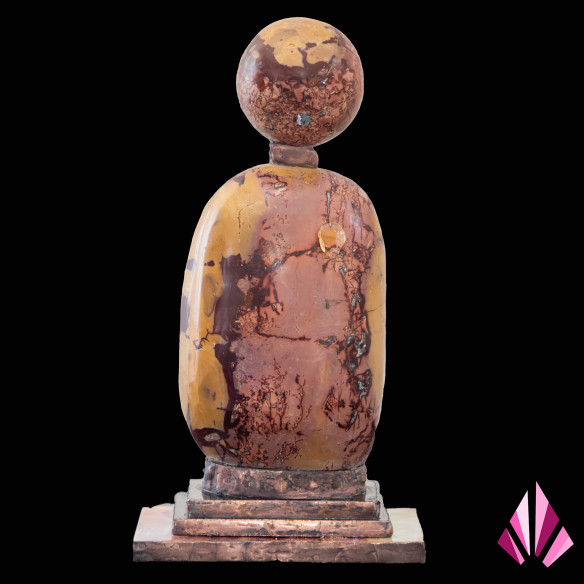 Création artistique Présence en jaspe et métal, pièce unique 23 cm
