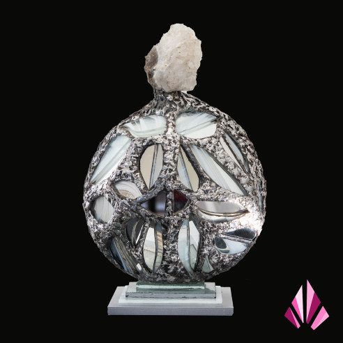 "Cœur de Quartz decorative object in quartz and rock crystal, one-of-a-kind piece rear view
