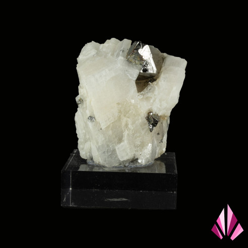 Carrollite in calcite matrix (old collection) – DR Congo