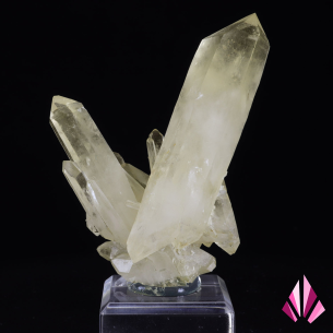 French quartz crystal cluster with two prominent prismatic crystals 2