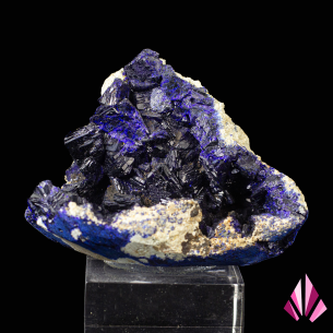 Géode d’azurite à cristaux bleu sombre de la mine de Bou Azzer au Maroc