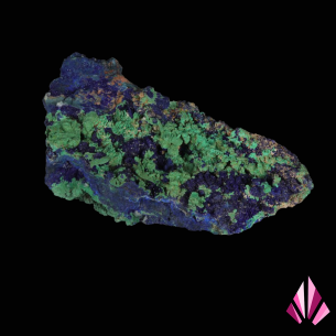 Large blue azurite and green malachite association from Morocco, old collection