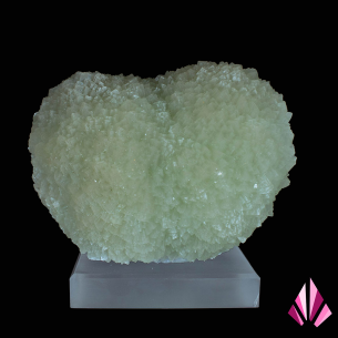 Green calcite from Poona, India, natural crystallised aggregate with a heart-like shape
