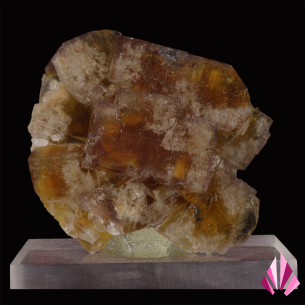 Brown fluorite from Valzergues, Aveyron, France, translucent honey-brown crystals