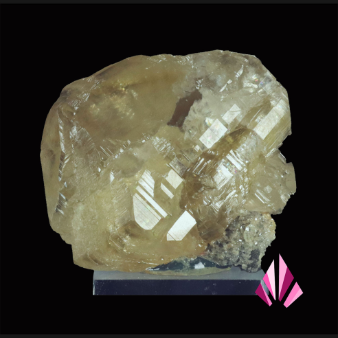Cerussite from Morocco, large translucent crystal in pale tones on base