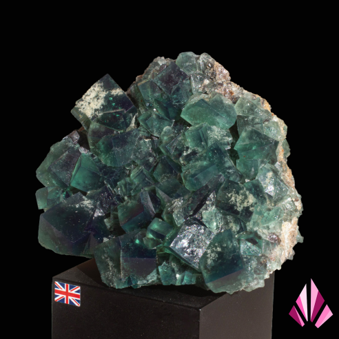 Green fluorite from Diana Maria, England, angled view from the opposite side in natural light