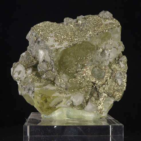 Fluorite covered with pyrite