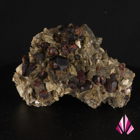 Garnets on Mica and Orthoclase
