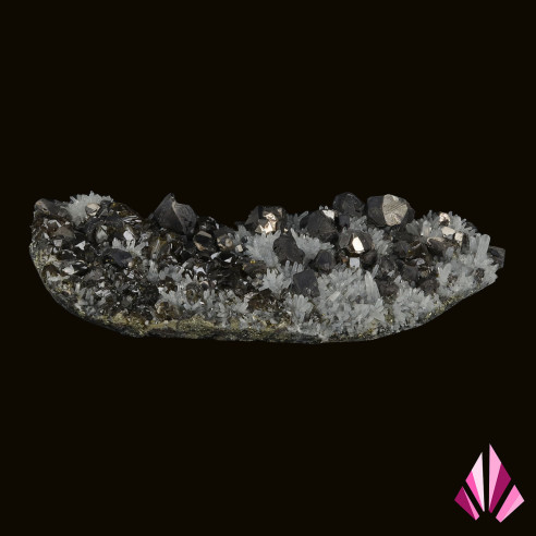 Galena and cleophane on quartz (Bulgaria)