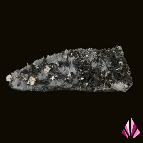 Galena and cleophane on quartz (Bulgaria)