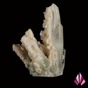 Quartz recouvert partiellement de calcite