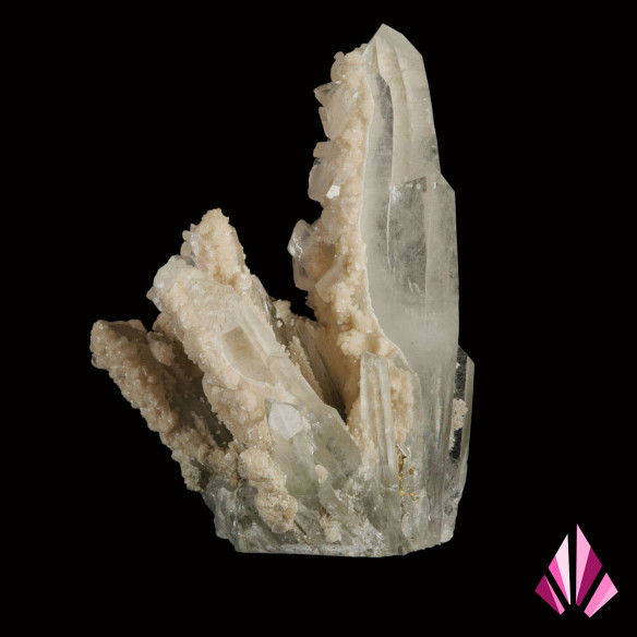 Quartz recouvert partiellement de calcite