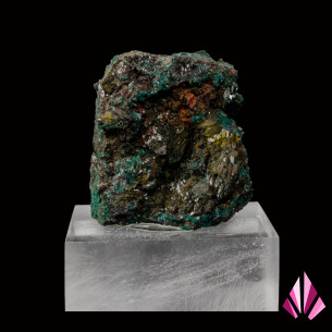 Dioptase from Mindouli (DR Congo) displayed on base  (Réf226)