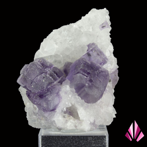 Fluorite on quartz (Ref240) from Berbes  in Spain