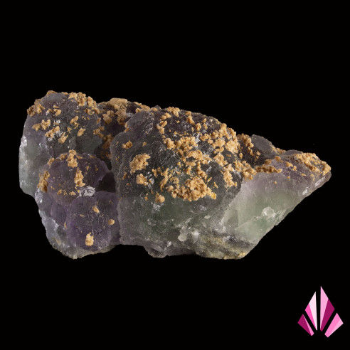 Fluorite (Ref255) covered with brown calcite -Fontsante mine -Var - France