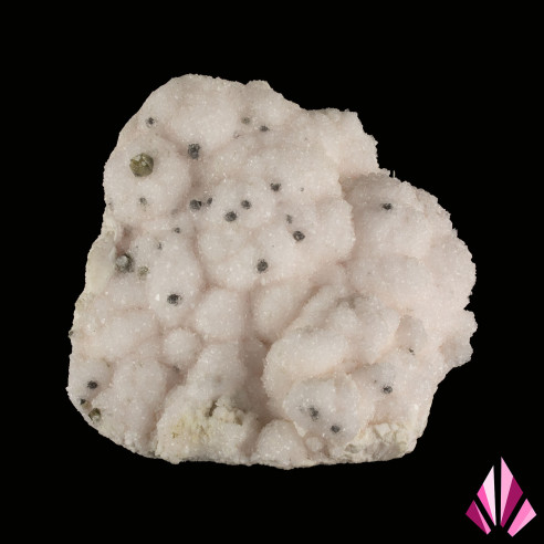 Manganocalcite coated with green blende (cleophane): pale pink colour.