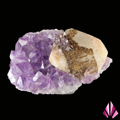 Calcite and Amethyst Brazil: lavender violet colour.